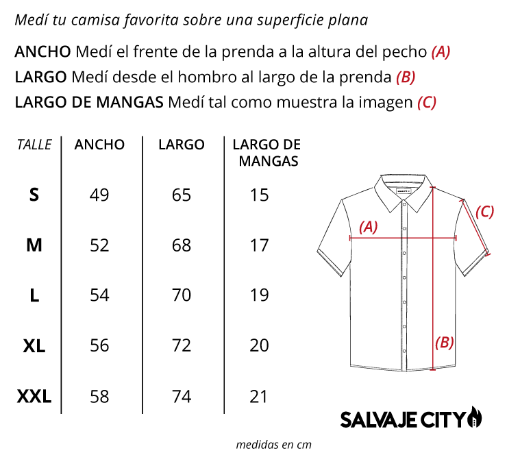 Tabla de talles Camisa